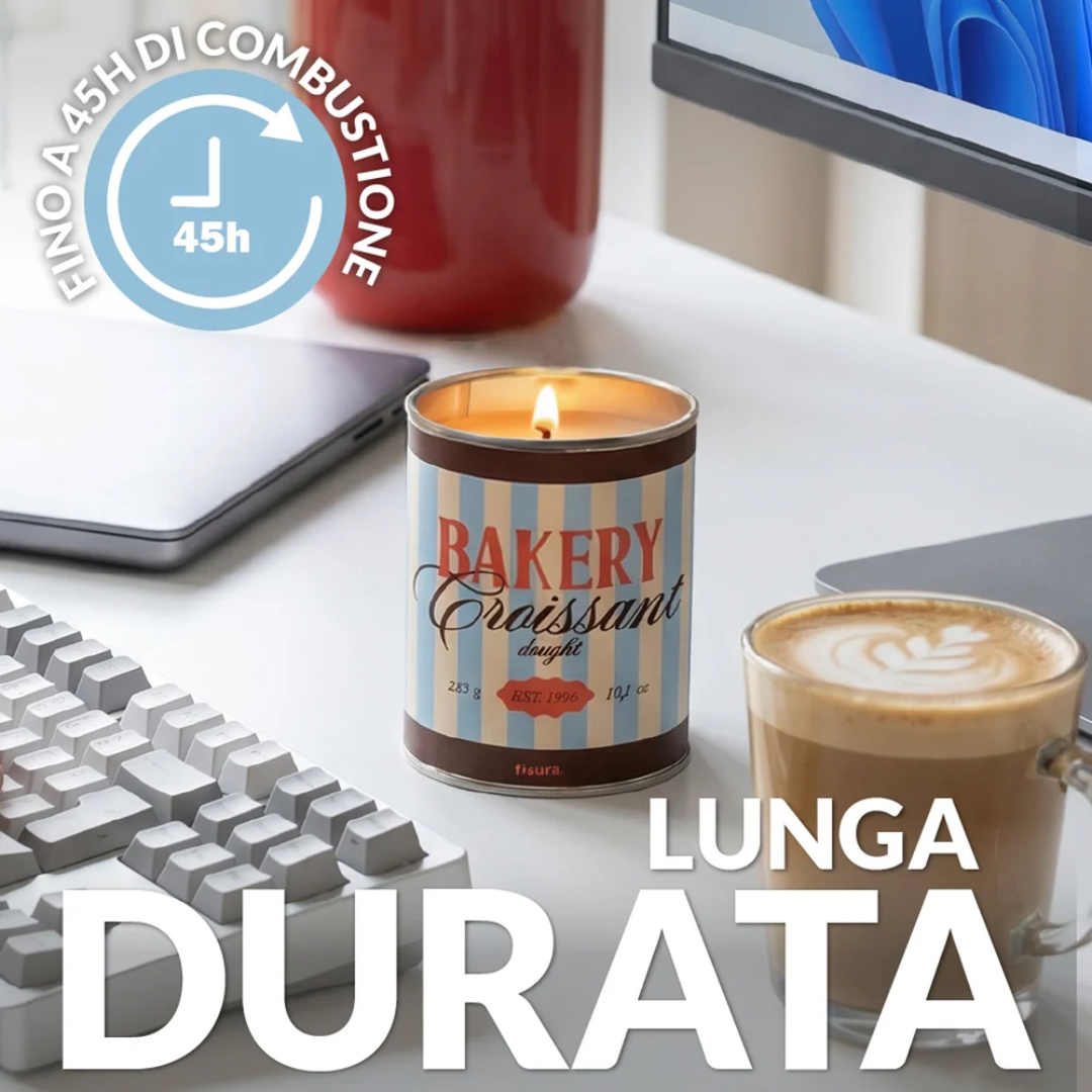 Candela in latta di metallo "Bakery Croissant" . Fisura