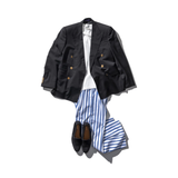 Pantalone in cotone a righe Bianco / Blu - Puebco