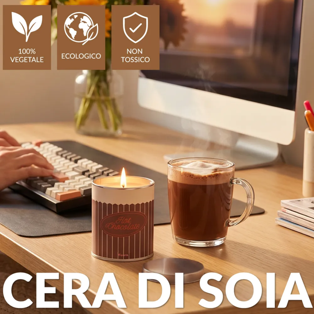 Candela in latta di metallo "Hot Chocolate" . Fisura