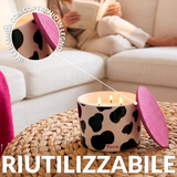 Candela in ceramica con coperchio "Mucca" . Fisura