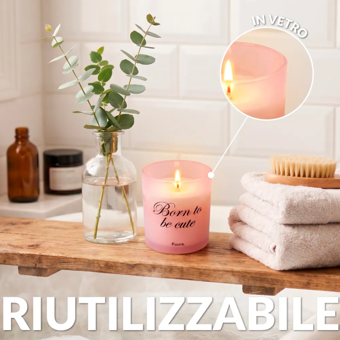 Candela in vetro "Born to be cute" . Fisura