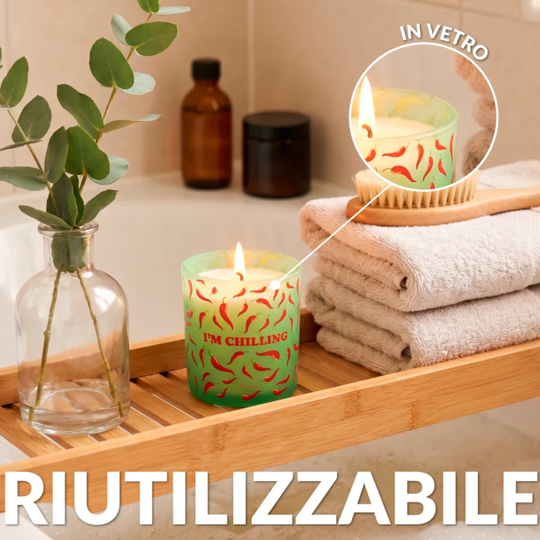 Candela in vetro "I'm chilling" . Fisura