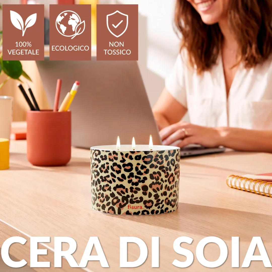 Candela in ceramica con coperchio "Leopardo" . Fisura