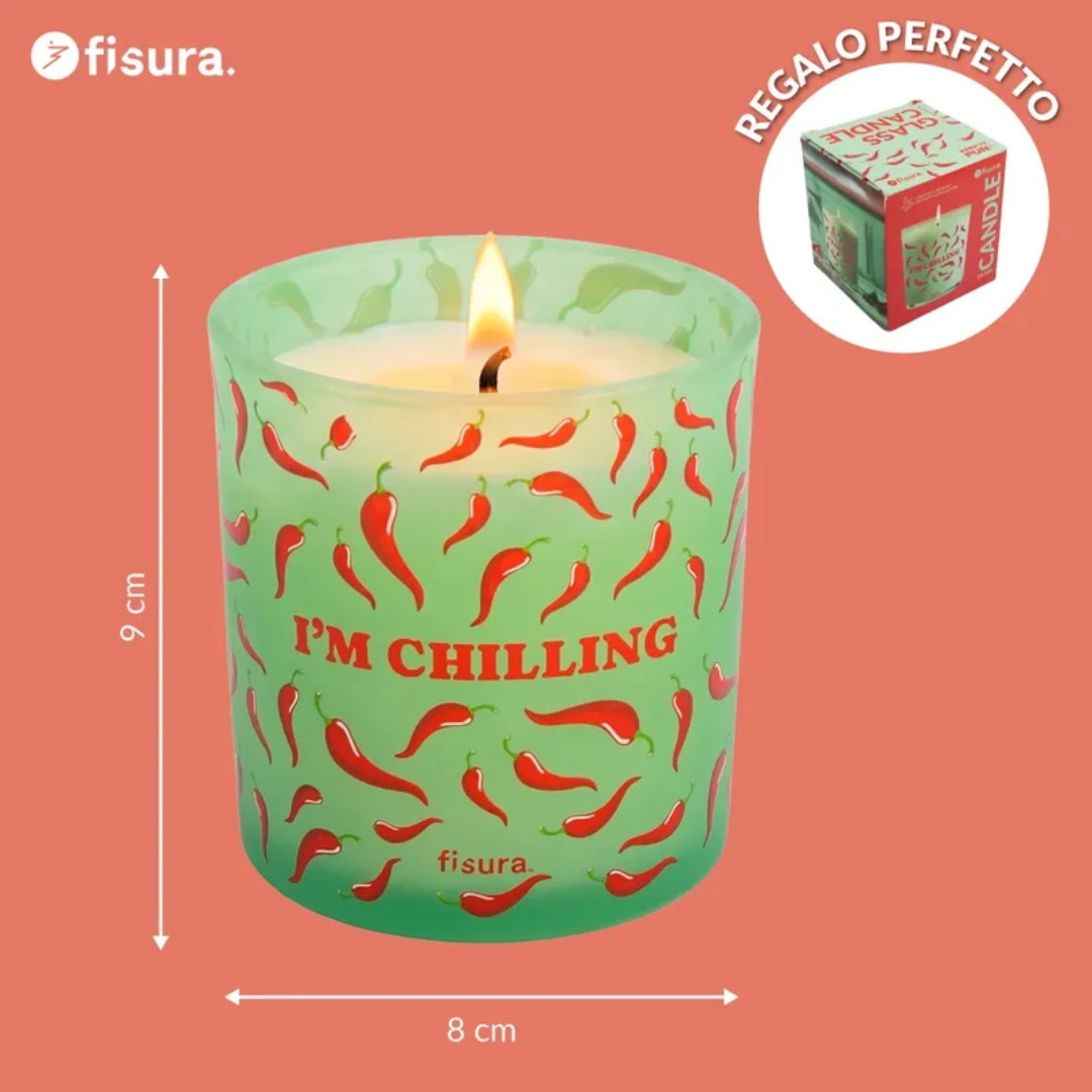Candela in vetro "I'm chilling" . Fisura