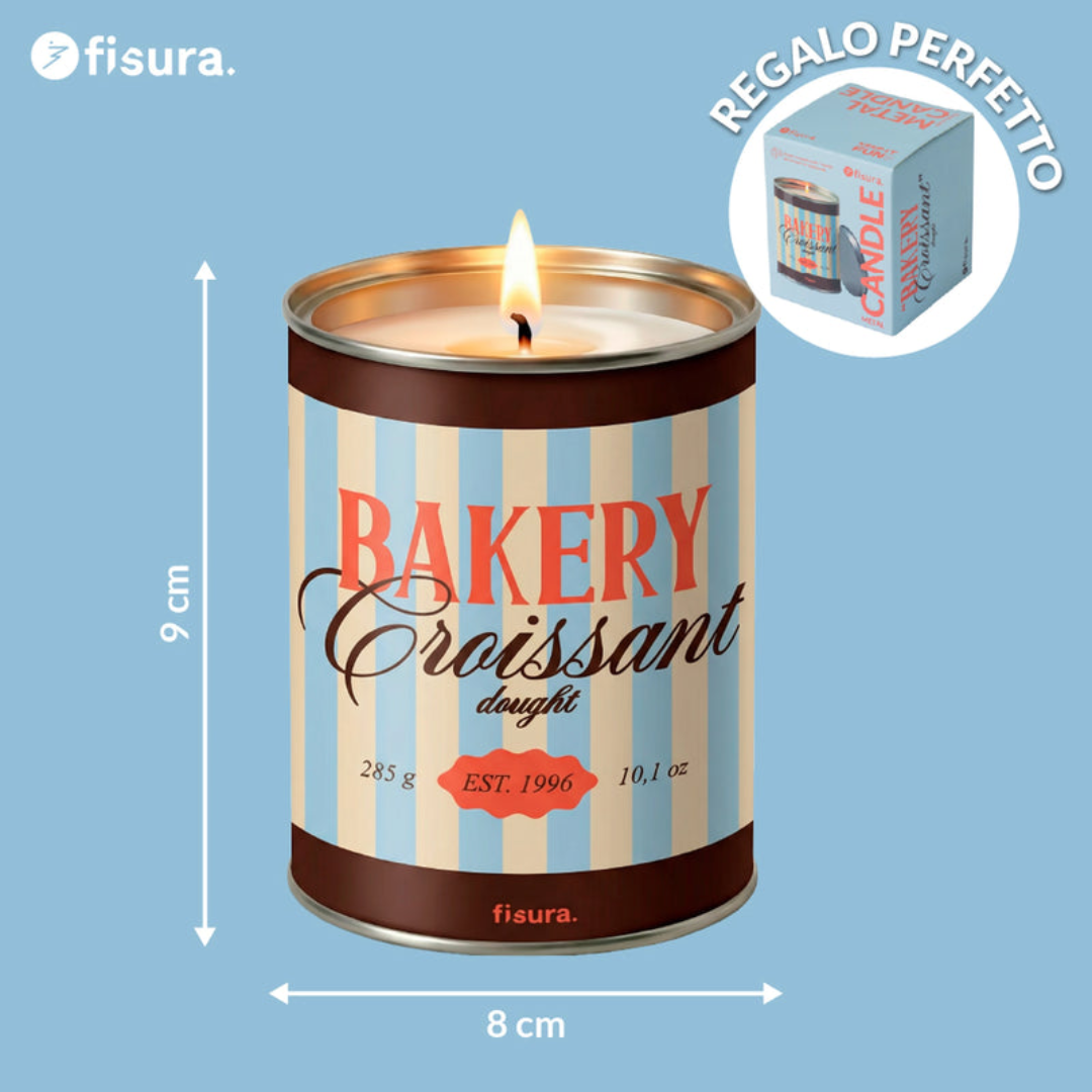 Candela in latta di metallo "Bakery Croissant" . Fisura
