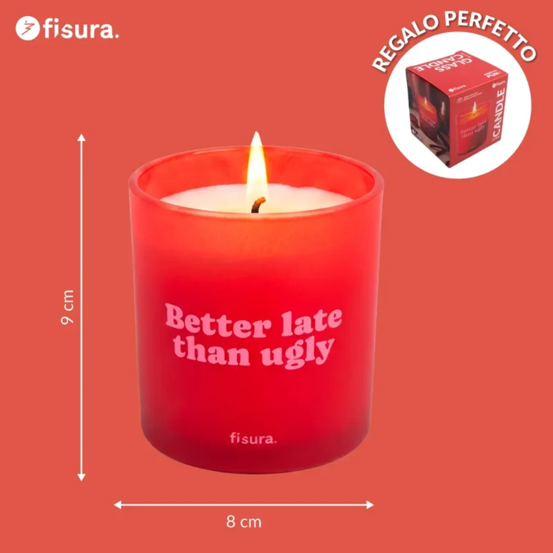 Candela in vetro "Better late than ugly" . Fisura