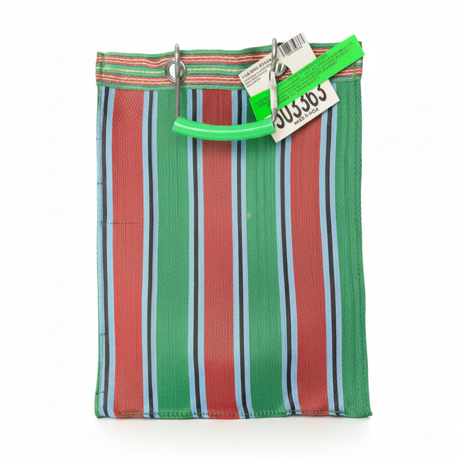 Borsa a strisce plastica riciclata rettangolare 30x15x40 cm - Puebco