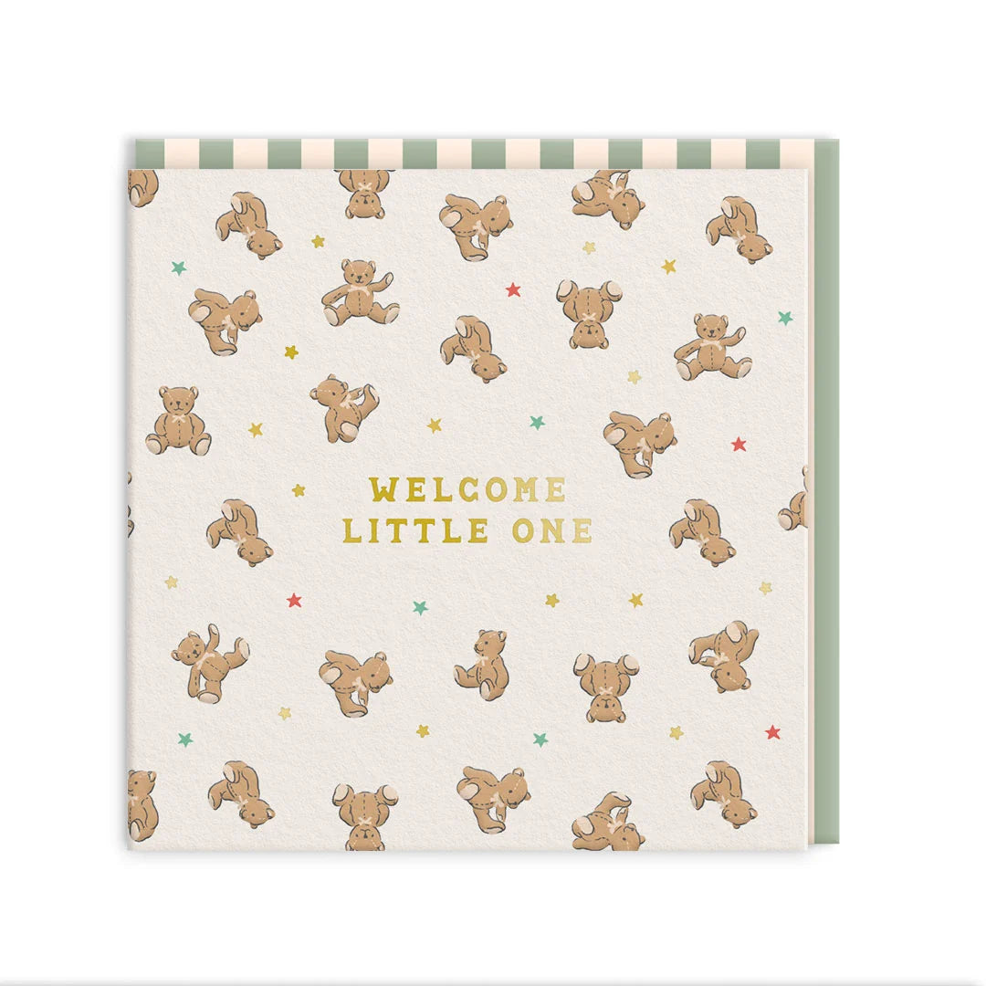 Biglietto quadrato "Welcome Little One" con Orsetti - Ohh Deer
