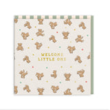 Biglietto quadrato "Welcome Little One" con Orsetti - Ohh Deer