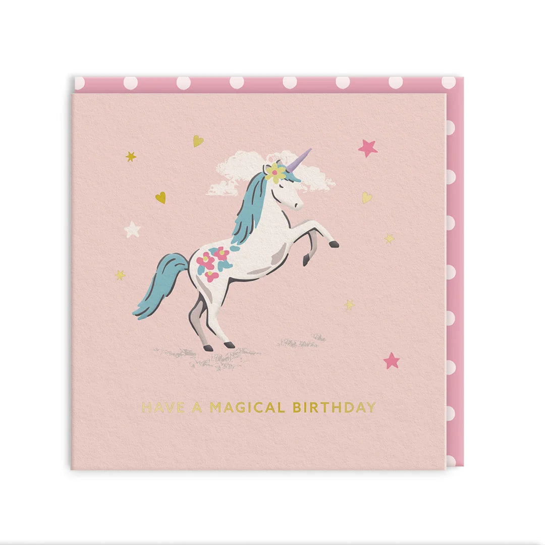 Biglietto quadrato "Happy Birthday" con Unicorno - Ohh Deer
