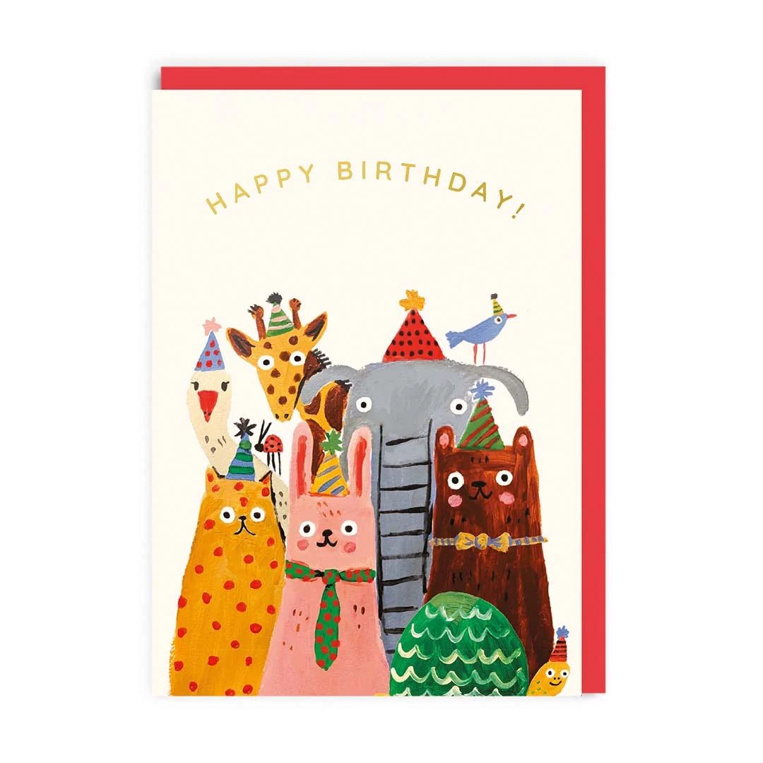 Biglietto A6 "Happy Birthday" con Animali - Ohh Deer