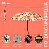 Ombrello richiudibile Fisura  "Born to be wild" leopardo