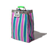 Borsa a strisce plastica riciclata rettangolare 30x15x40 cm - Puebco