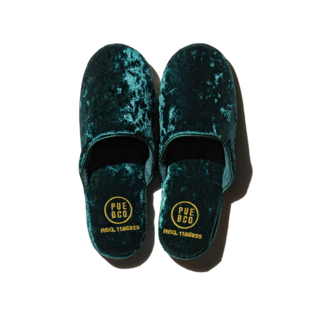 Pantofola in velluto Verde - Puebco
