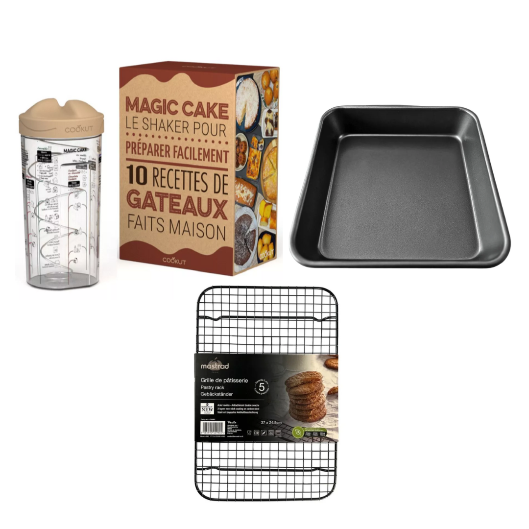 Bundle Magic Cake Cookut + Stampo per torta quadrata 24 cm. + Griglia di raffreddamento- Mastrad (Copia)