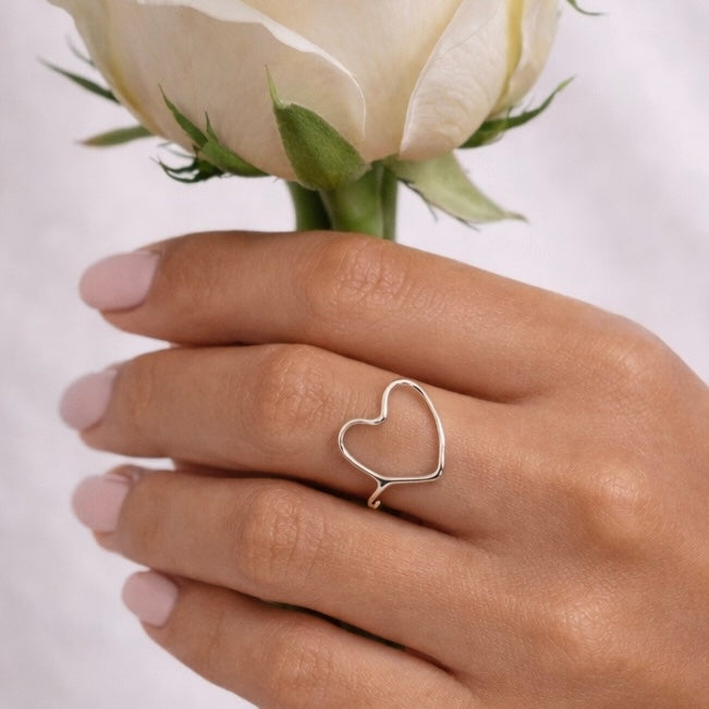 Anello regolabile in argento cuore Meraki