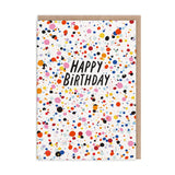 Biglietto A6 "Happy Birthday" con schizzi di pittura - Ohh Deer
